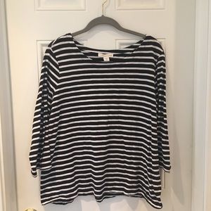 Coldwater Creek Black & White Tab Sleeve Top